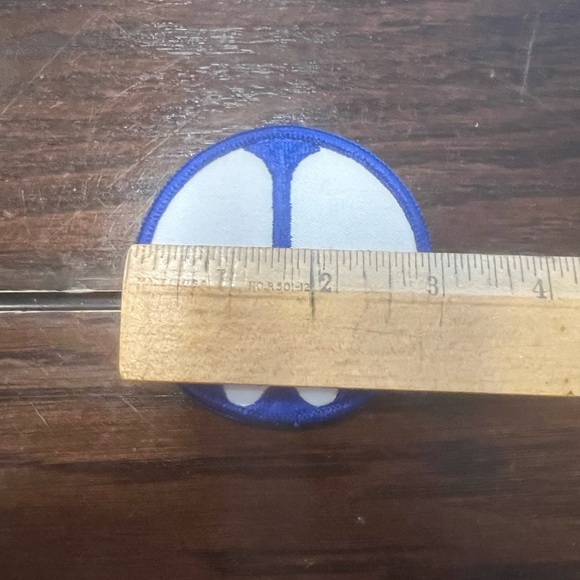 Vintage 1970’s Swiss Maid Quality Emblems Blue Peace Sign Symbol Patch Set of 6 - Picture 3 of 4